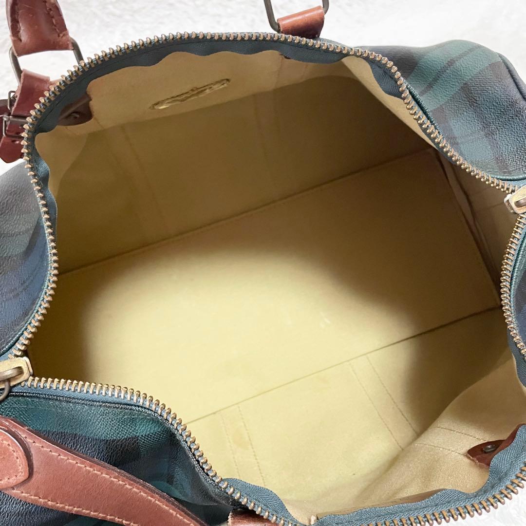 ポロラルフローレン☆2wayボストンバッグ グリーンチェック 大容量