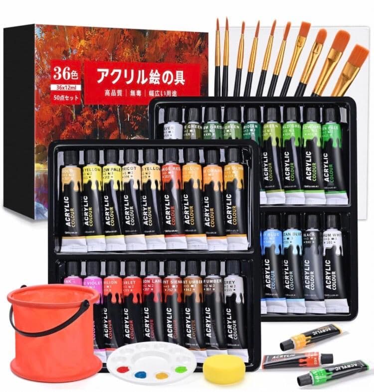 アクリル絵の具 36色 50点セット アクリルガッシュ 耐久性 速乾 - メルカリ