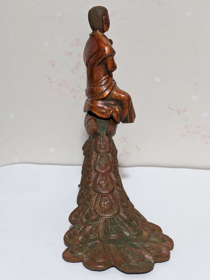 ♢孔雀明王 銅器 仏像 置物飾り災厄 煩悩 高岡銅器古作 縁起物 骨董品