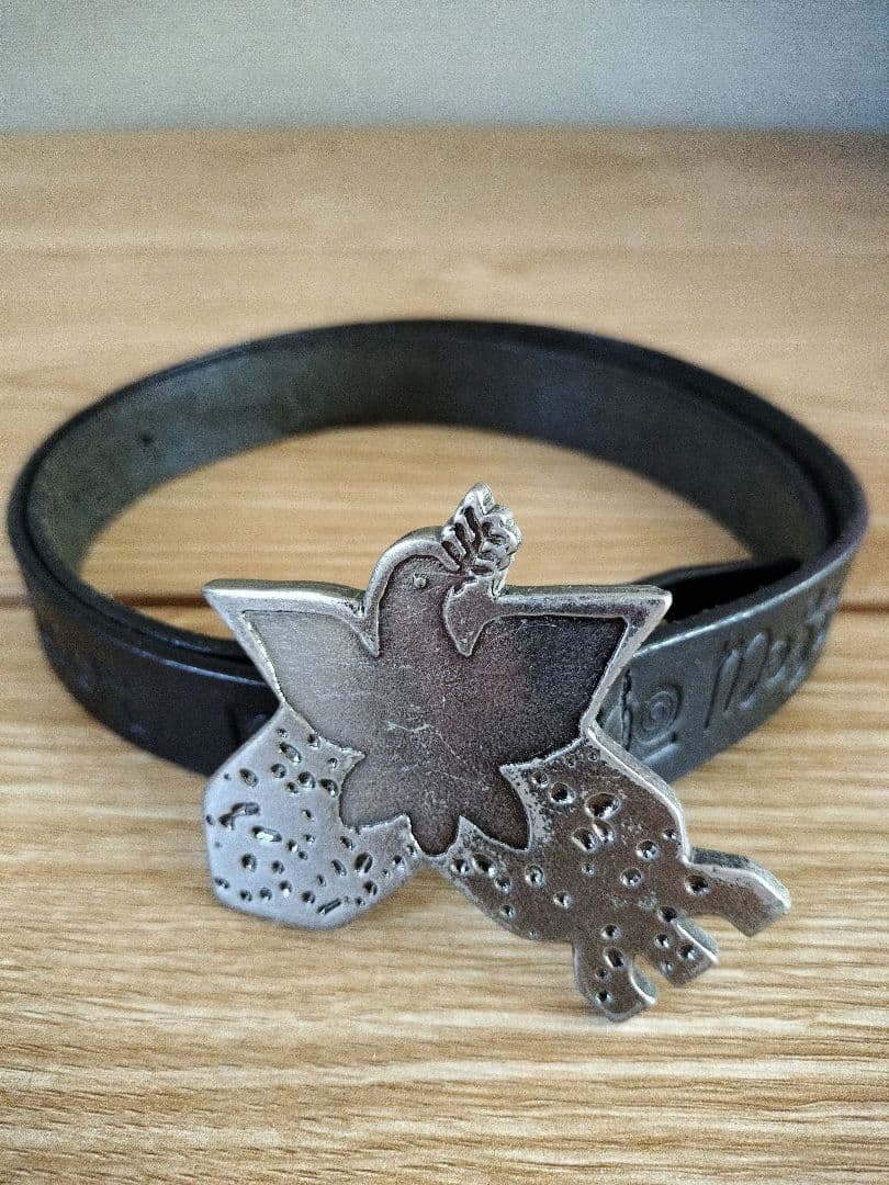 鳩バックル付き黒レザーベルト クロムエクセルレザー シルバーバックル ベルト | Brooks Brothers