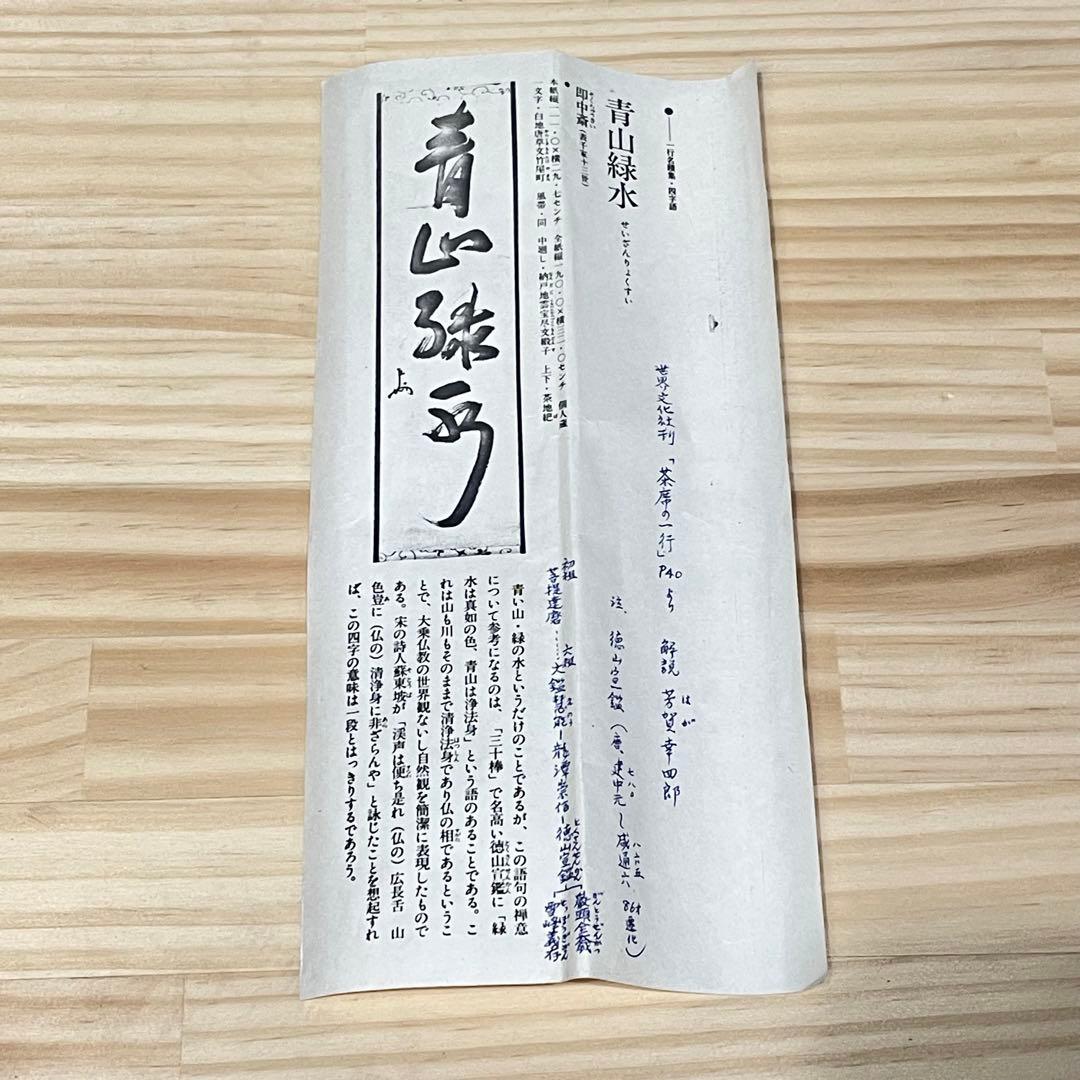 4100 紫野洞雲 「青山緑水」 共箱 肉筆 紙本 掛軸 臨済宗 大徳寺 禅語