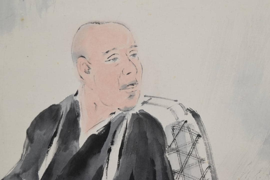 【真作】青嵐/和尚放鳥図/掛軸☆宝船☆AB-443