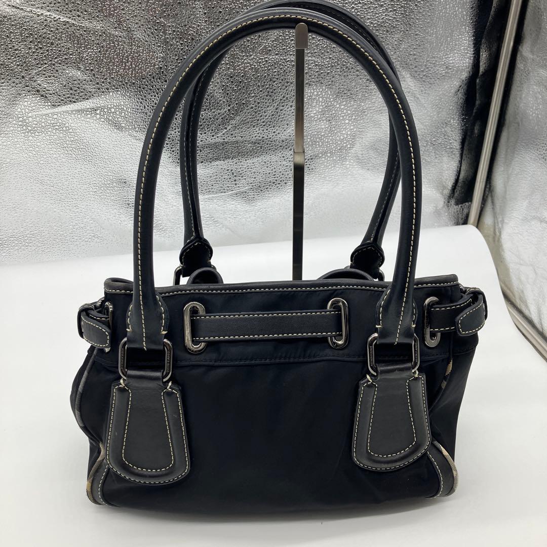 美品】バーバリーブルーレーベル ハンドバック ナイロン レザー 黒