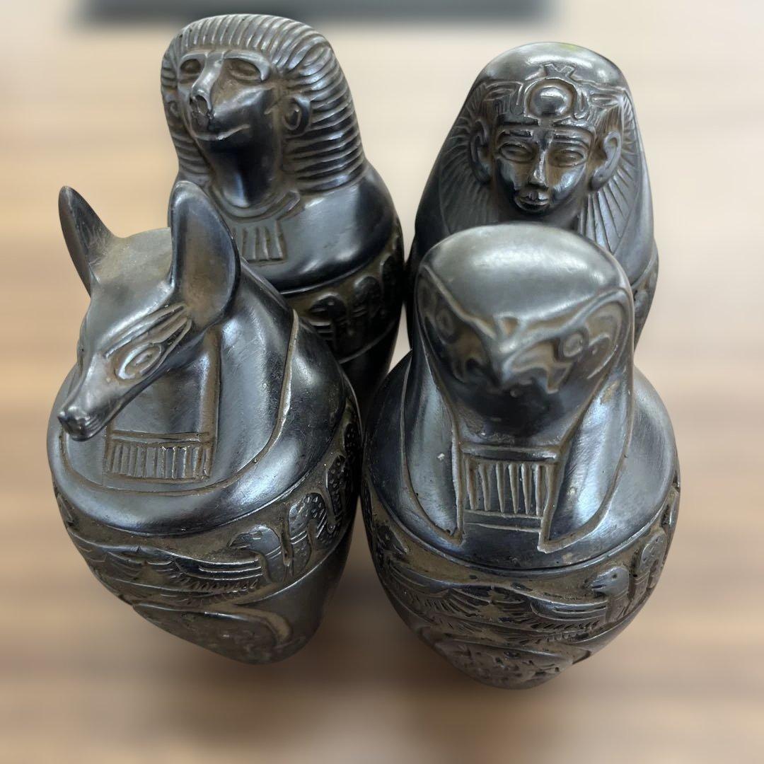 カノプス壺/レプリカ/小物入れ/エジプト製/4点セット - メルカリ