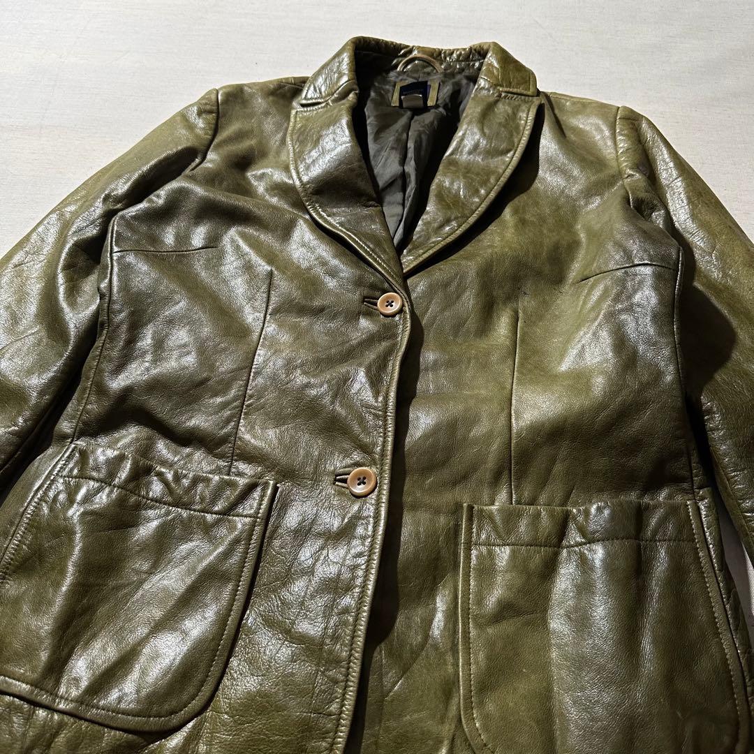 希少 00s OLD GAP ギャップ テーラード レザージャケット 本革 牛革
