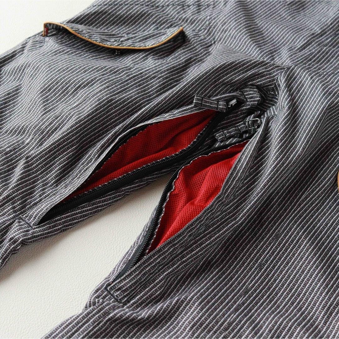 5463【美品】バートン ビブパンツ ストライプ ヒッコリー ポーチ付き