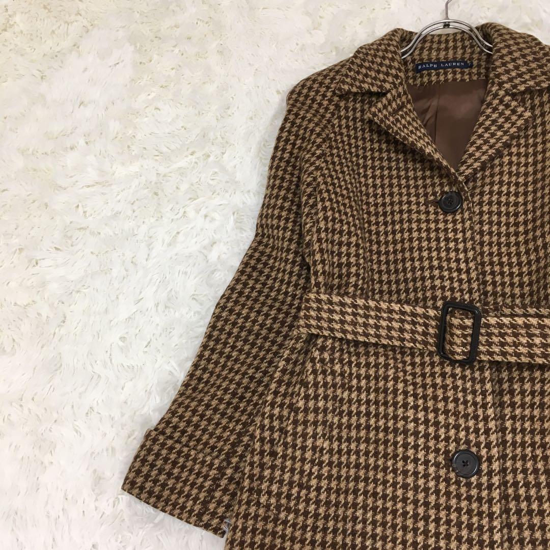 極美品✨ラルフローレン ツイード ロング 千鳥格子柄 ベルト