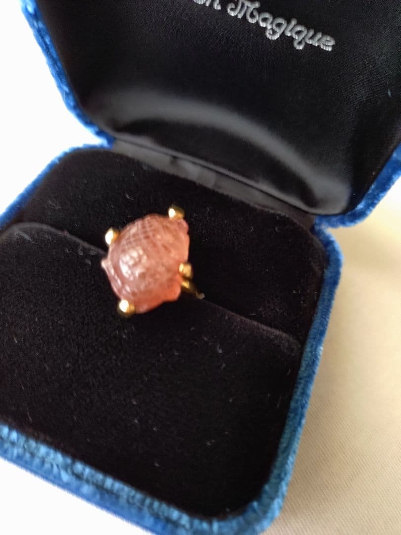 みんにょ様専用☆ボンマジック☆ピンクトルマリン☆鯛？彫刻リングk18