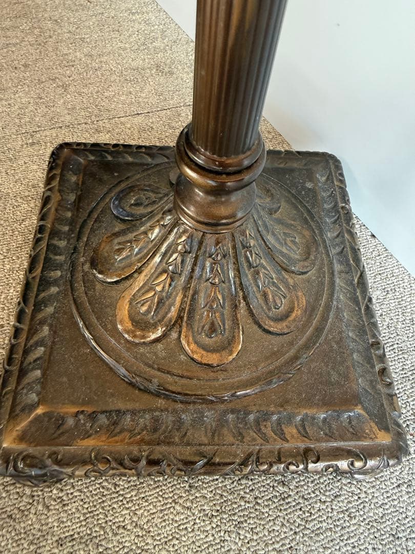 イタリア製 クラシック フロアスタンドランプ 鋳物調×ガラス装飾 151.5cm