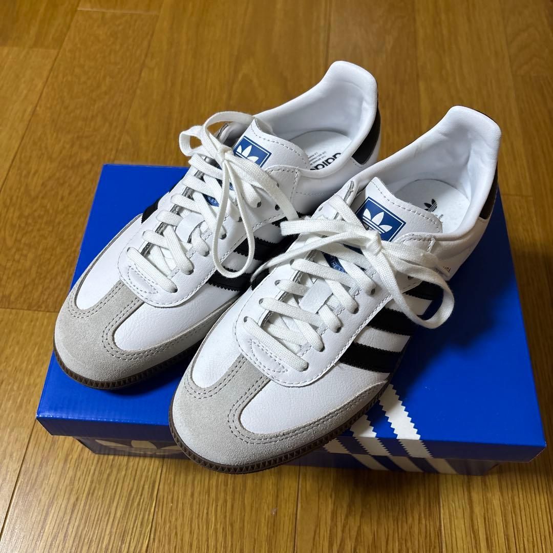 adidas Samba ホワイト/ブラック スニーカー23cm - メルカリ