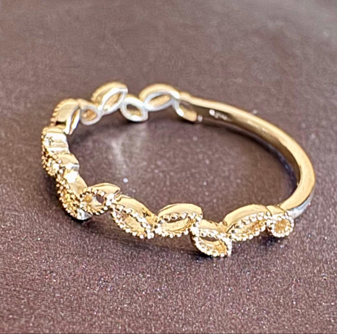 新品磨き済◇agete◇K10YG*13号*リーフモチーフリング*葉*アガット