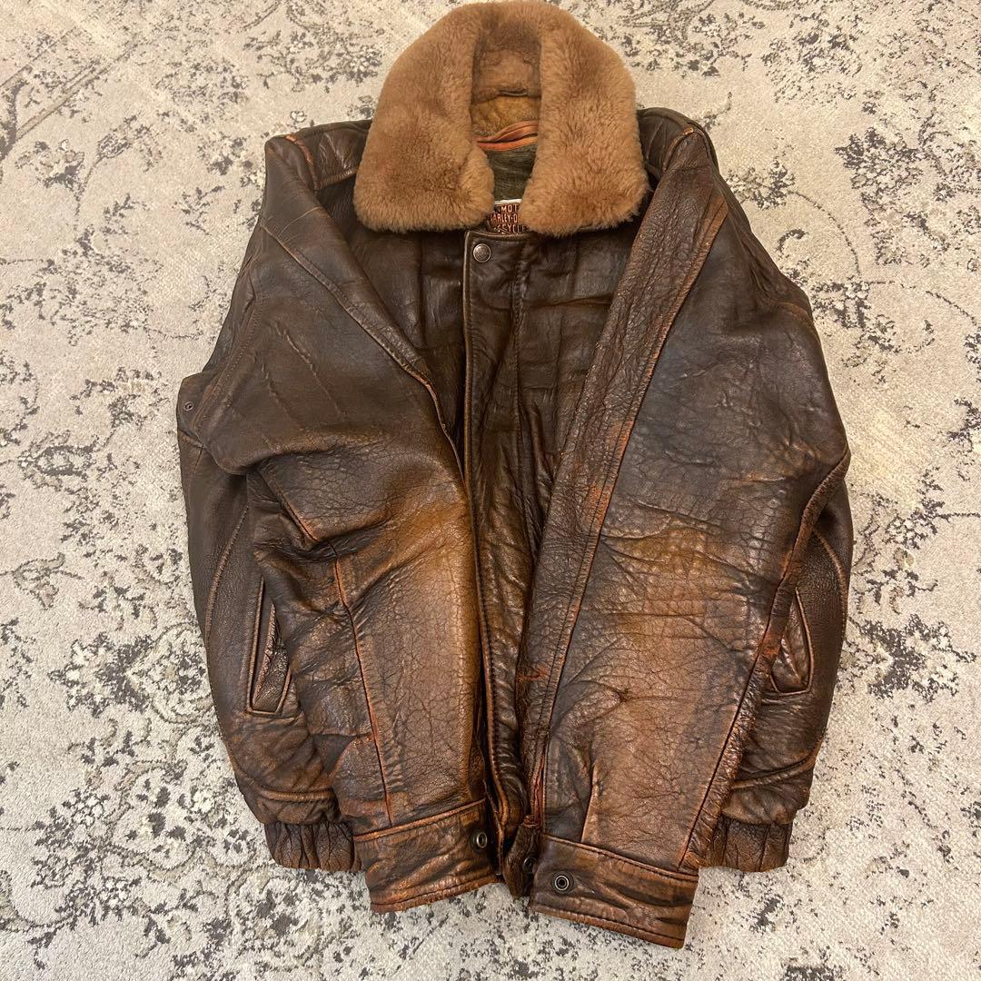 HARLEY-DAVIDSON G1 レザーフライトジャケット 襟ボア ライナー - メルカリ