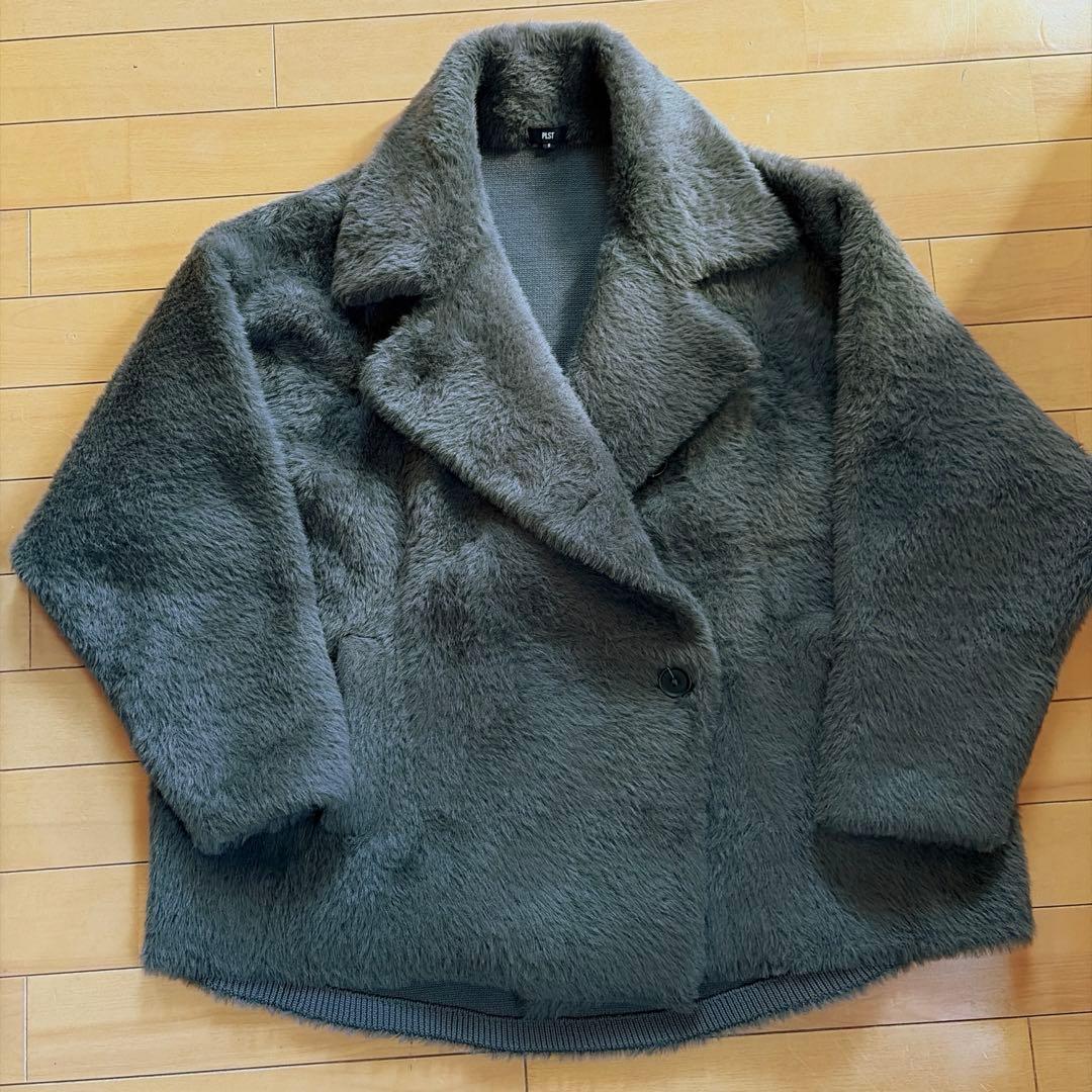 PLST フェザーヤーンニットコート グレー S - メルカリ