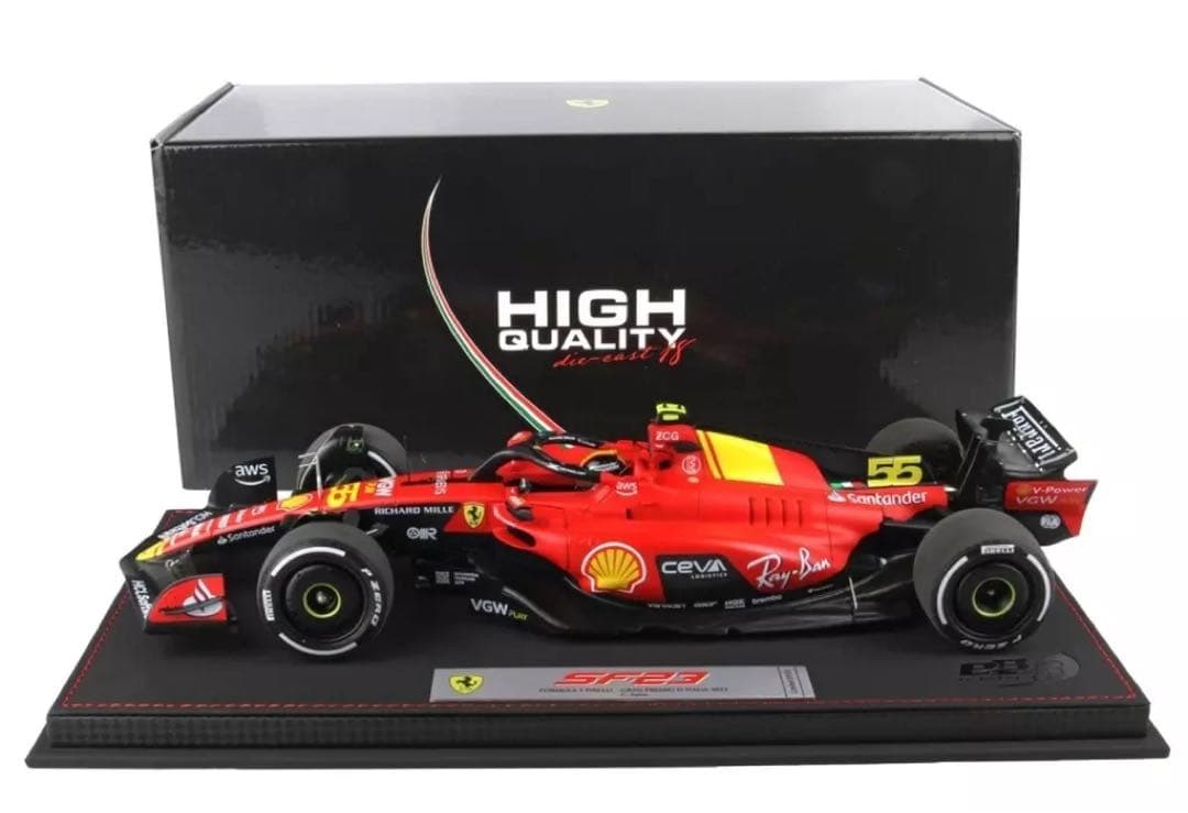 BBR 1/18 Ferrari イタリアGP 2023 フェラーリ　サインツ ミニチャンプス x BBR 1/18 フェラーリ SF-23 2023 F1 イタリアGP #55