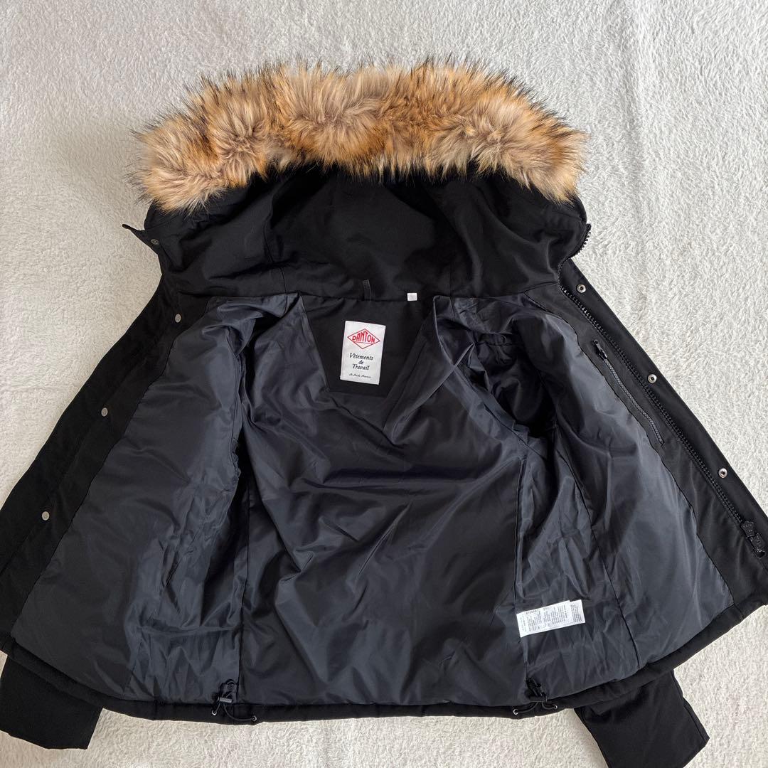 極美品 ダントン Bshop ダウンジャケット 黒 ファーフード付き