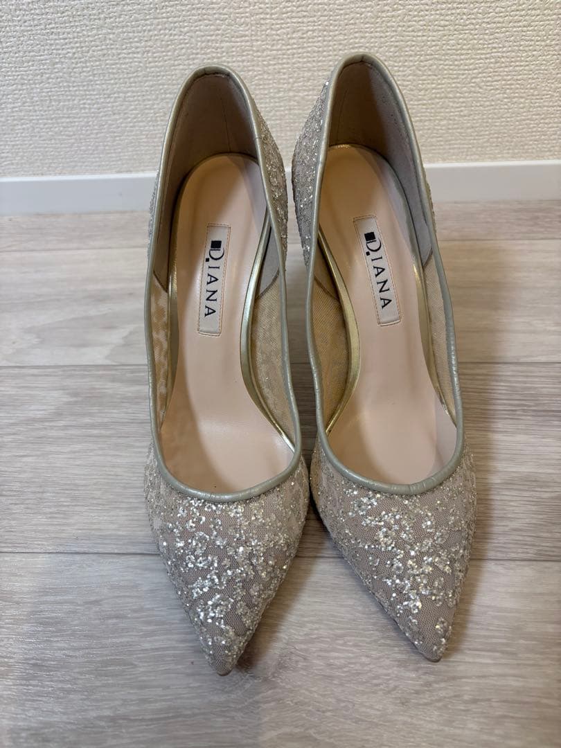 ダイアナ　ラメチュールパンプス　9cmヒール　22.5cm ブライダル