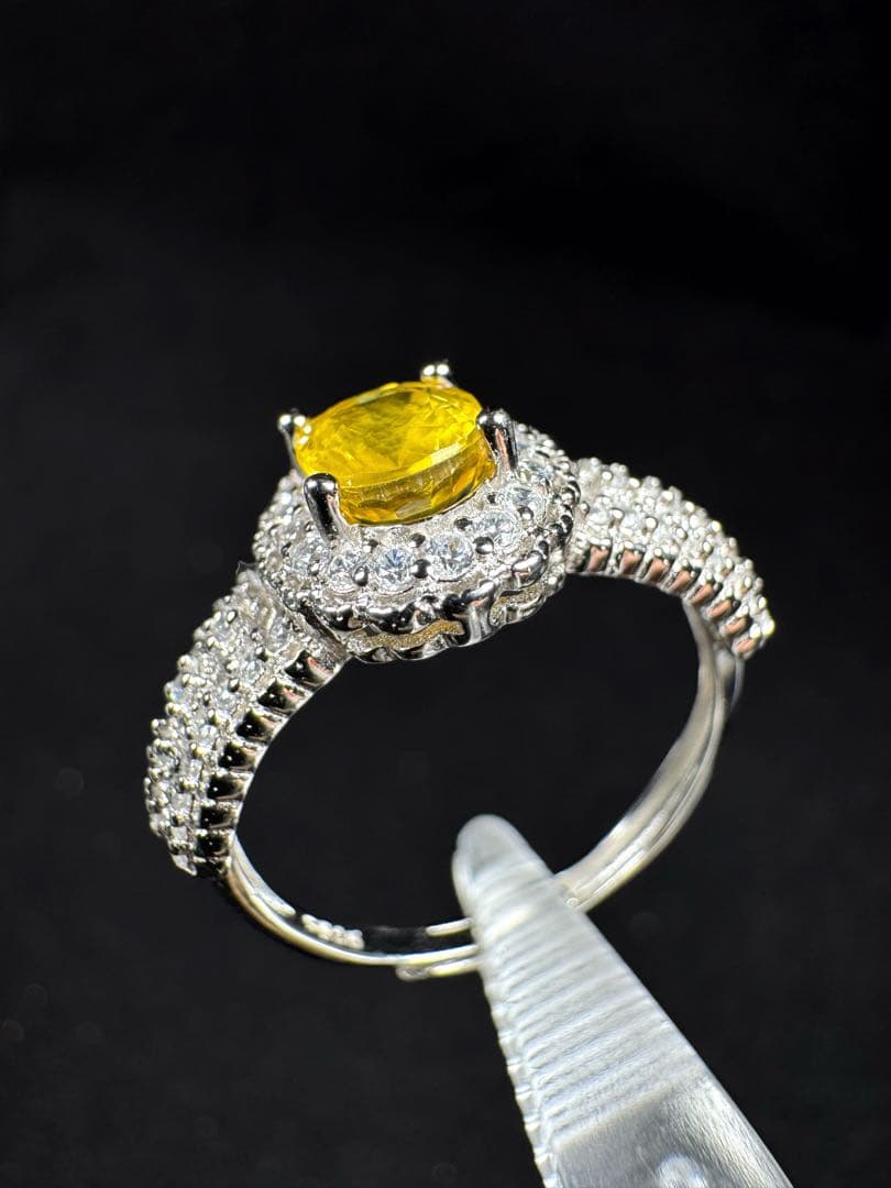 新作　天然イエローサファイア リング 1.029ct S925 鑑ソ付