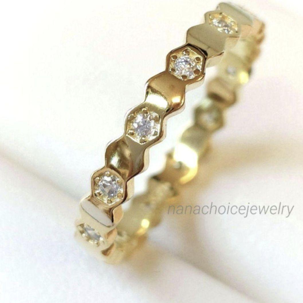 2421高級 sona ダイヤモンド フルエタニティ リング ハニカム シルバー