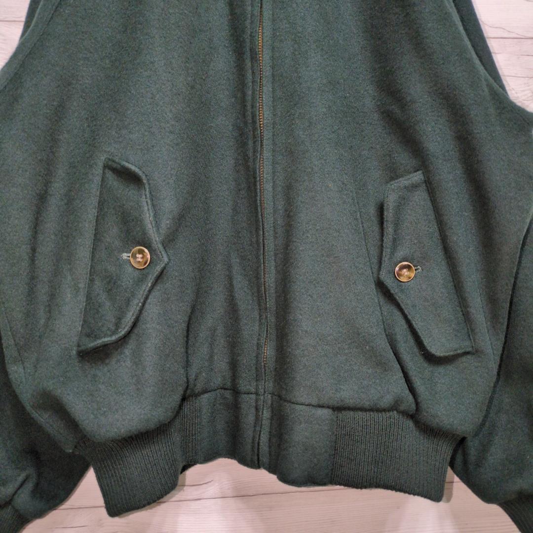 ウール ブルゾン スイングトップ ドッグイヤーカラー カシミヤ混 緑