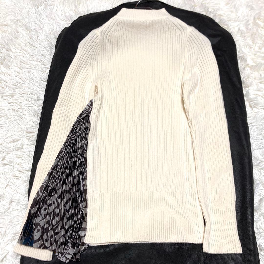 極美品✨現行sacai サイドプリーツ 切替リブニット ウール S アイボリー