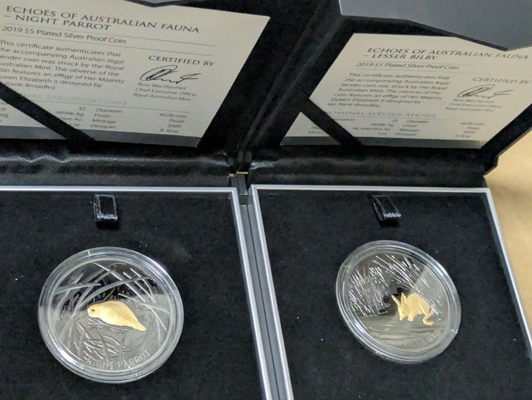オーストラリア絶滅危惧動物純銀１オンス2セット 171689