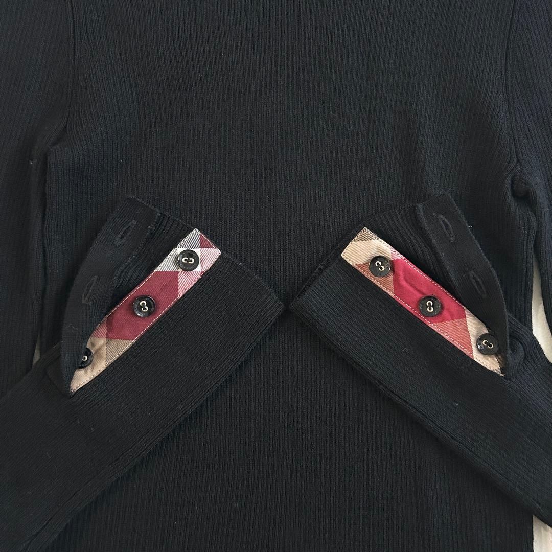 BLUE LABEL✨タートルネック ノバチェック リブニット ブラック 38