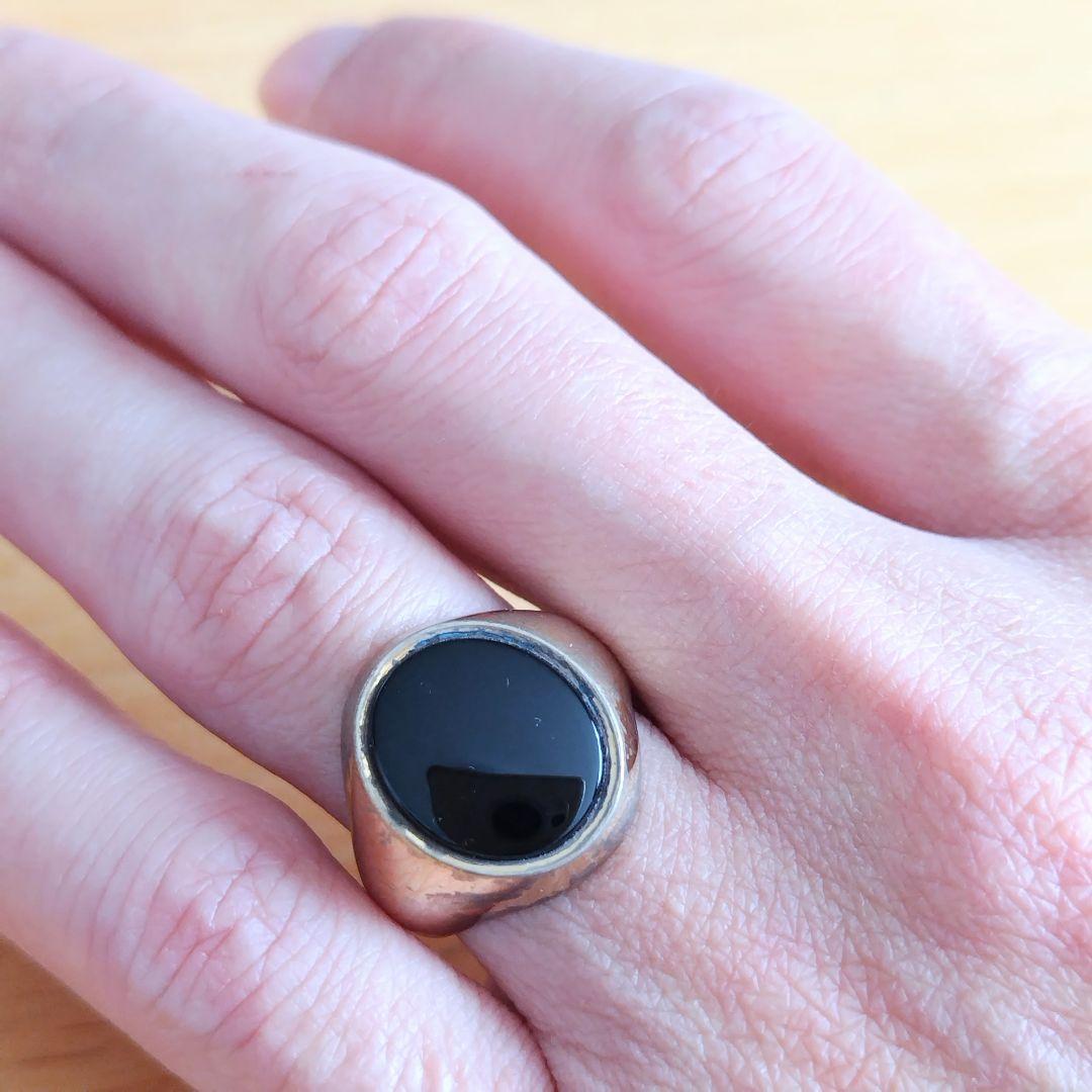 【至高の逸品】英国ヴィンテージ 20号 オニキスリング シルバー925 4.7g