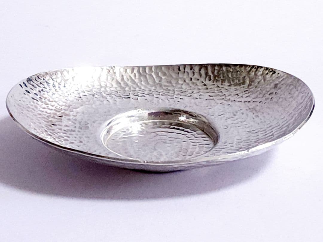 純銀 茶托　鎚目小判形 5客揃　430.18g 煎茶道具