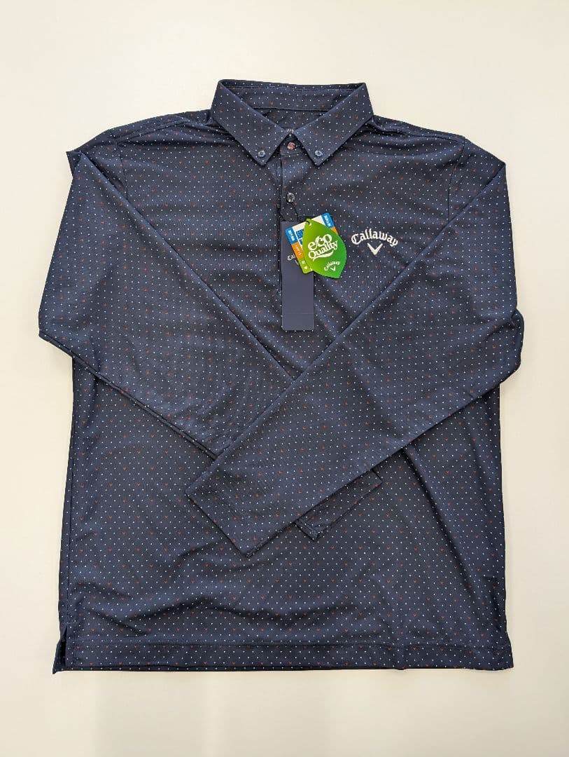 Callaway ネイビー ドット柄 長袖シャツ LL - メルカリ