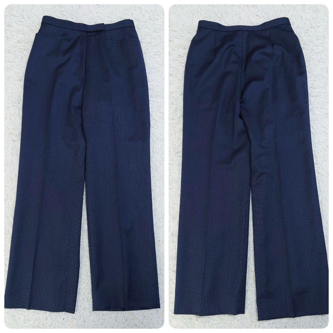 銀座マギー パンツスーツ セットアップ 背抜き ネイビー ストライプ 40