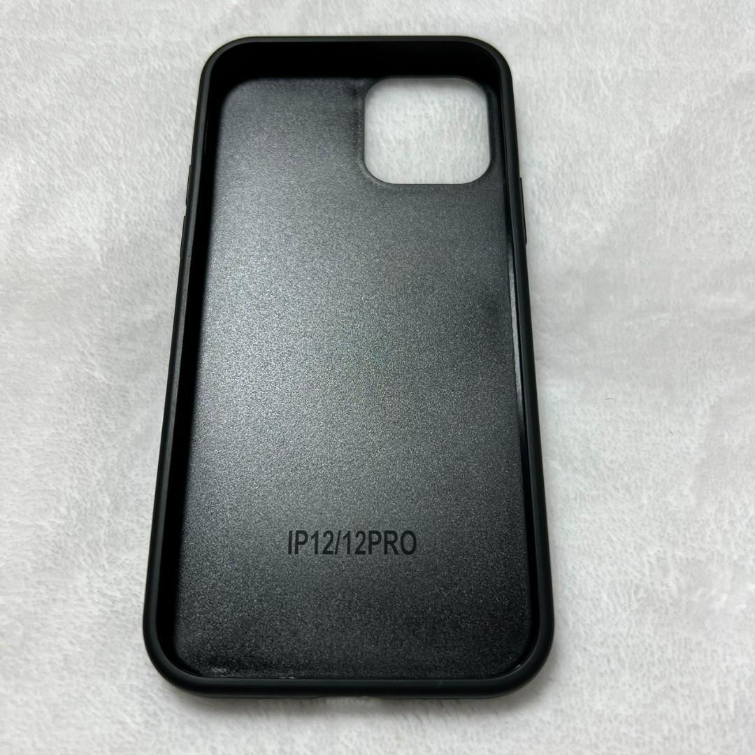 iPhone12/12pro✿スマホケース黒ブラックレザー刺繍韓国高級おしゃれ2