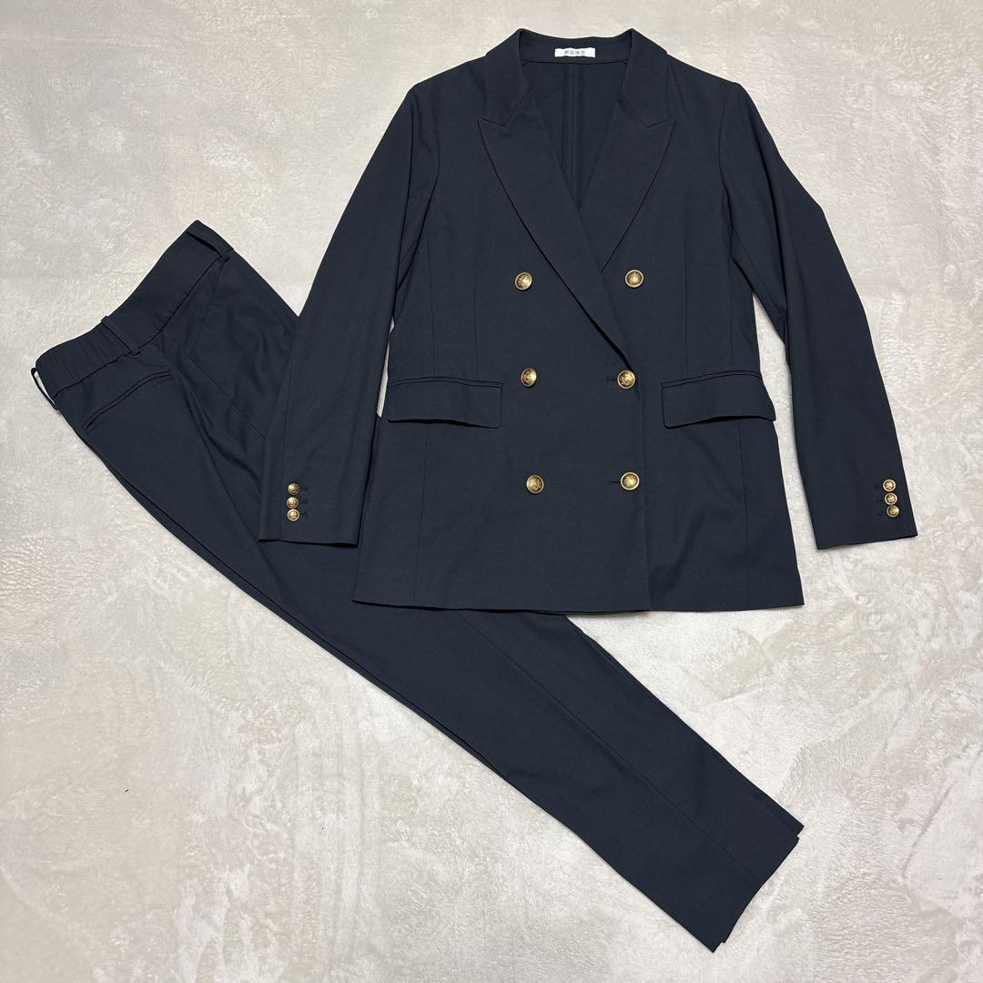 プラステ　セットアップ　ダブル　紺ブレ　金ボタン　リネン混　ネイビー　S PLST - PLST プラステ 紺ブレ ダブルジャケット sの通販 by Hi11's