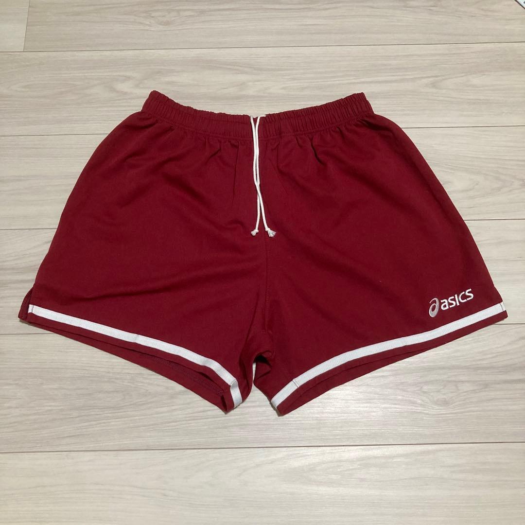アシックス バレーボール メンズゲームパンツ エンジ&白ライン XO