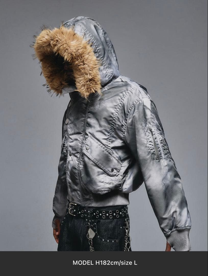 ander hunk ファー付きフード MA-1ジャケット グレー n2b M - メルカリ