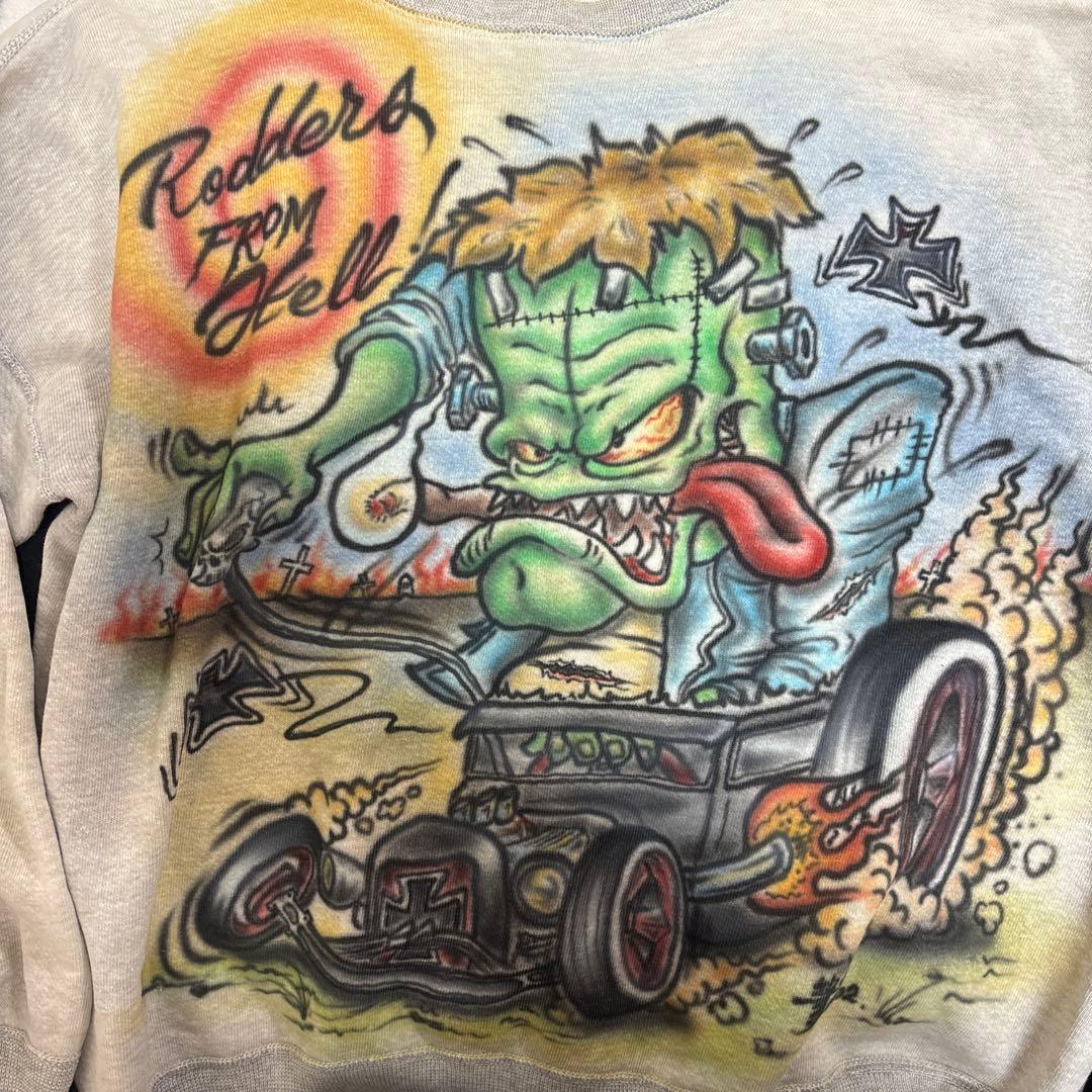 レア エアーブラシ スウェット 筆前 ハーレー ホットロッド ビンテージ