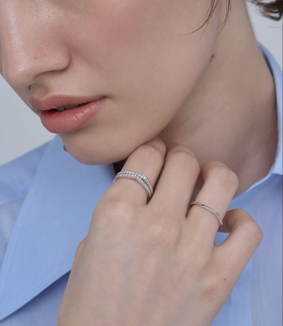 レポシAntifer 2連リング ホワイトゴールド パヴェダイヤ 55号 - メルカリ