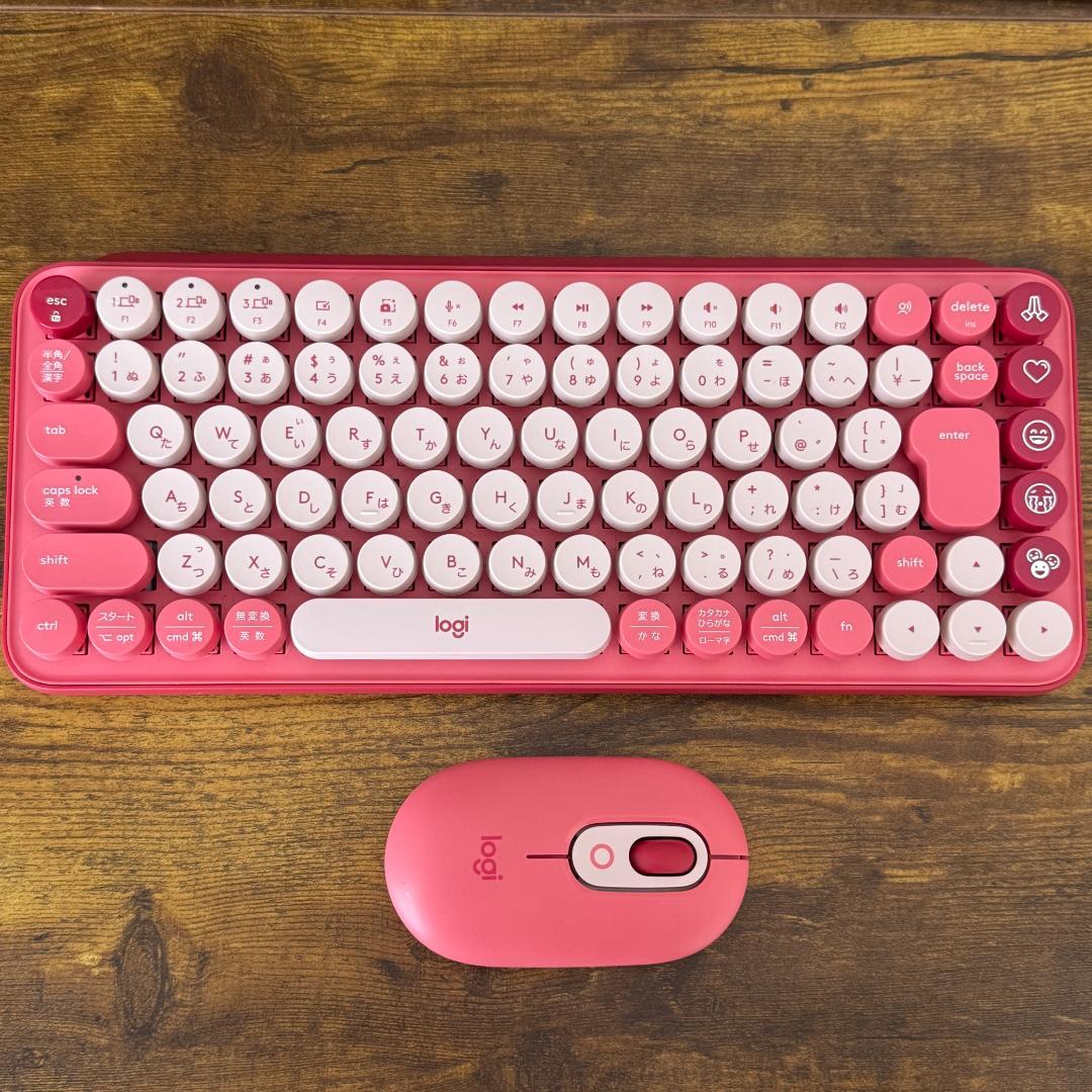 美品 ロジクール POP MOUSE & KEYS ローズ キーボード マウス ロジテック Logitech Pop Keys Rose メカニカル ワイヤレス キーボード