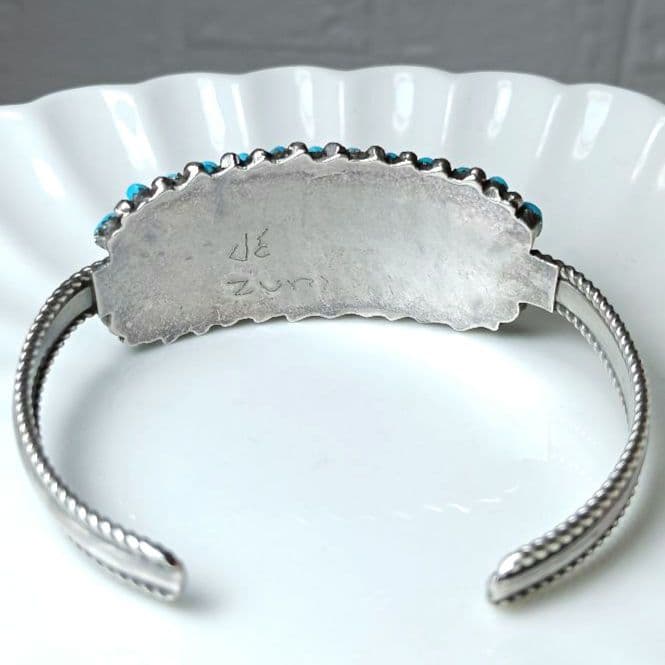 613 ZUNI バングル 刻印〚JE ZUNI 〛ニードルポイント ターコイズ