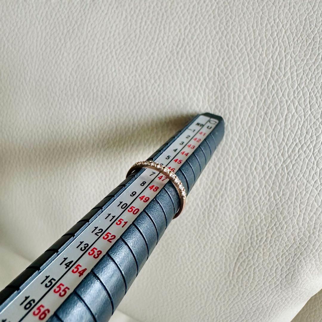 【美品】7号 K10 PG ダイヤモンド リング 0.11ct