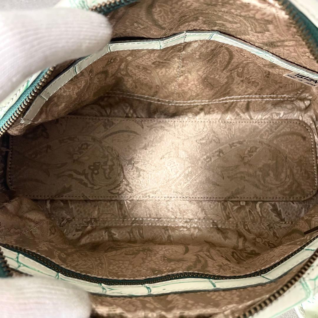 希少カラー 目地染 イビサ クロコダイル マット ミニボストン バニラ