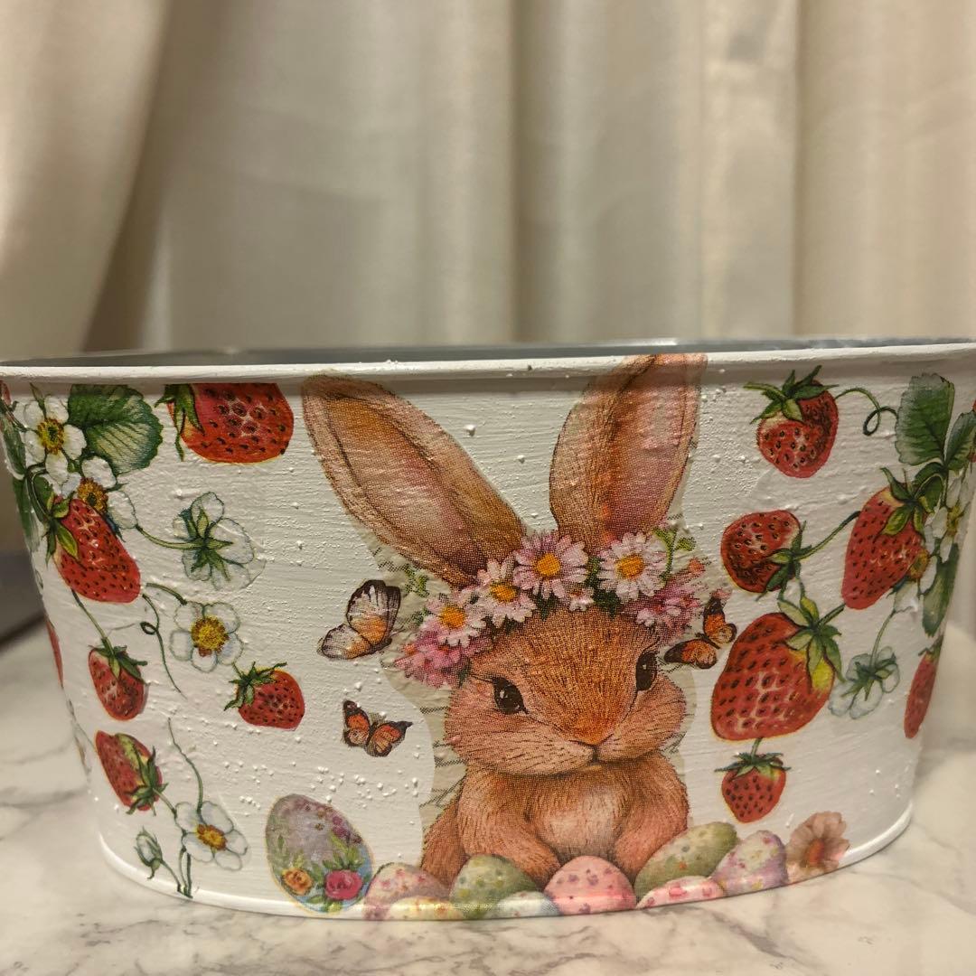 リメ缶デコパージュ 多肉植物リメ鉢 うさぎ柄 - メルカリ