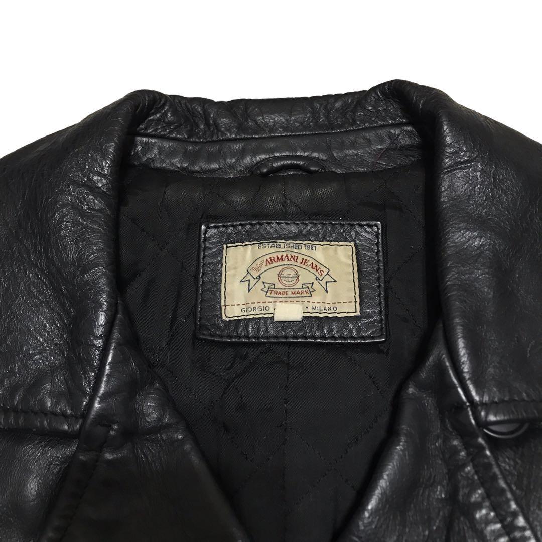 ARMANI JEANS ダブルブレス レザージャケット イタリア製 アーカイブ