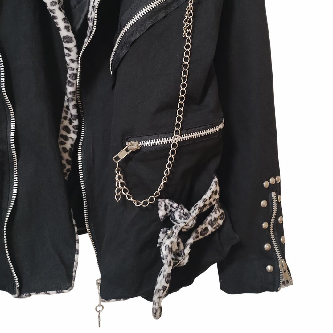 ヒョウ柄 ライダース ジャケット パンク ロック レディース y2k 00s