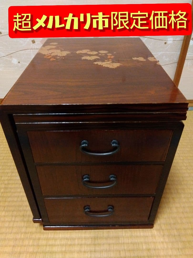 文机　折りたたみ　天板模様あり　アンティーク　昭和レトロ 新品送料無料】天然木ワンタッチ文机 昭和レトロ アンティーク 机