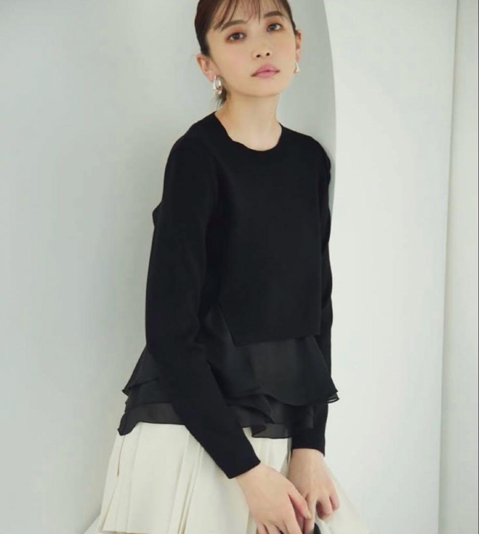 COCO DEAL ペプラムブラウスレイヤードニット ブラック - メルカリ
