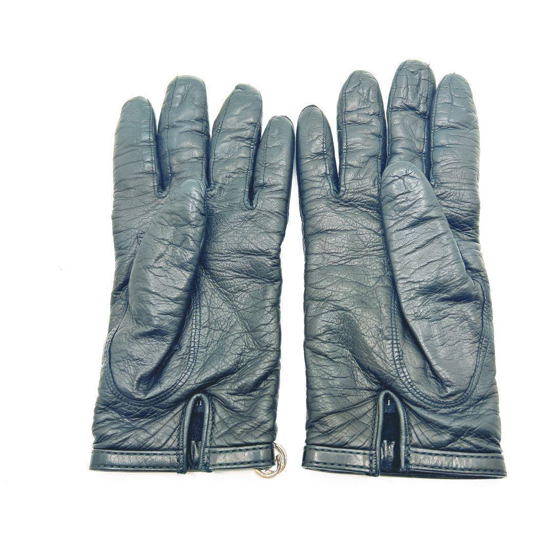 美品】GUCCI レザー手袋 カシミヤライナー付 GGチャーム 黒 7 箱付き
