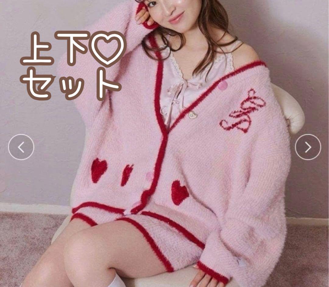 ジェラートピケ ラメフェザーカーディガン+ショートパンツセット