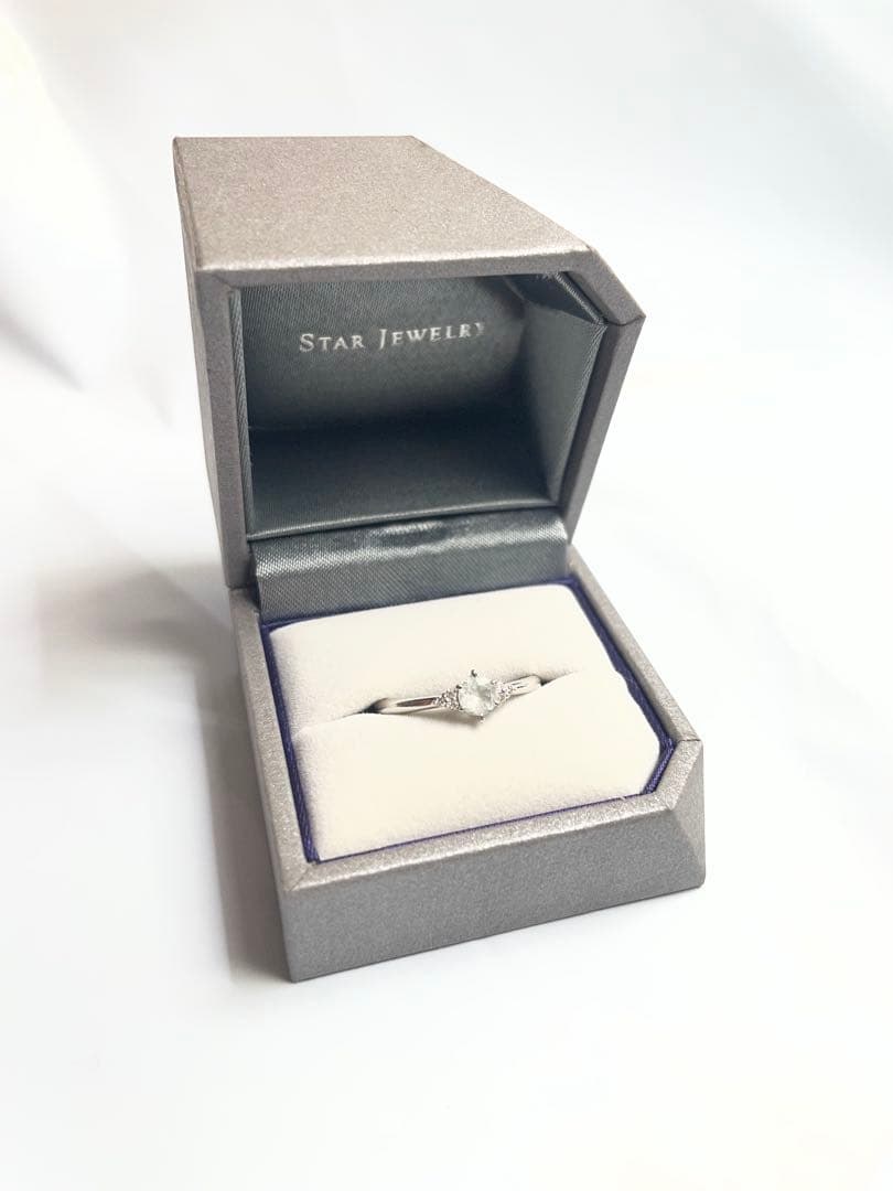 STAR JEWELRY アクアマリンダイヤモンドリング POWER ON THE MOON AQUAMARINE RING(2XR0241)Pt950 リング｜スター