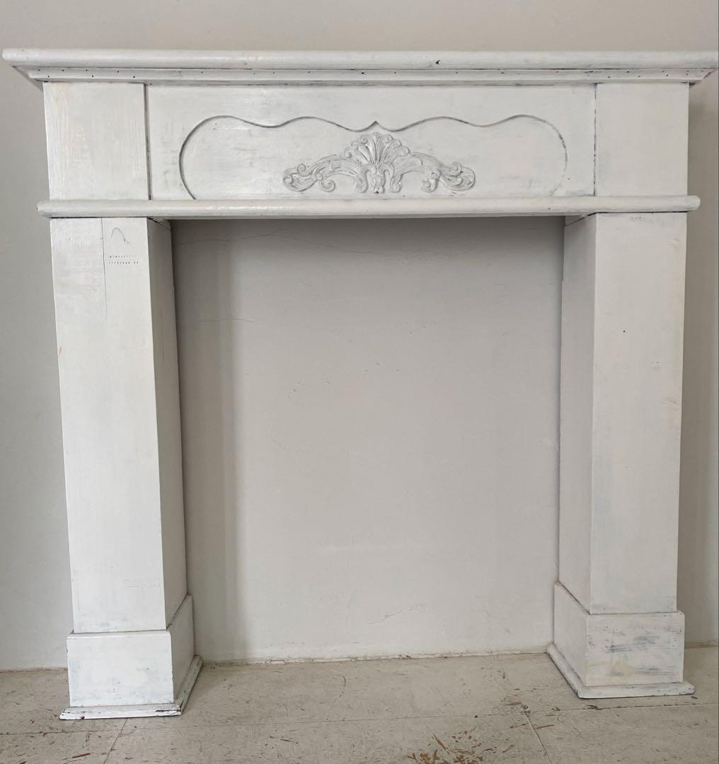 マントルピース　ホワイト 木製　シャビー マントルピース ホワイト 韓国風 アンティーク風 シャビーシック