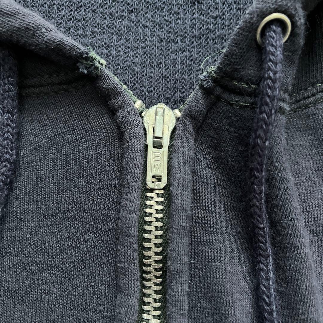 80s ダブルフェイス 裏サーマル ジップパーカー ネイビー ルーマニア